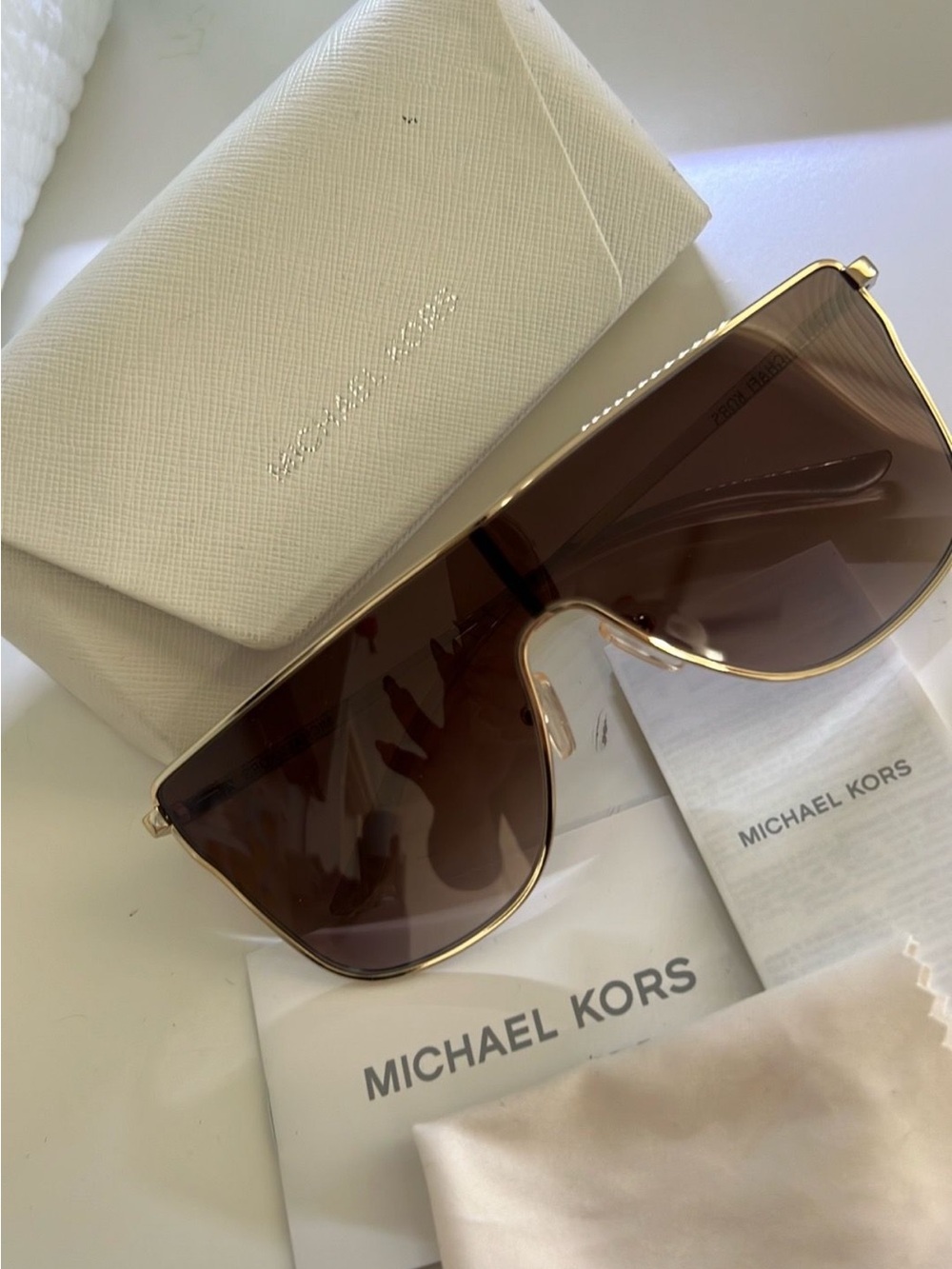 Michael Kors Gold Frame Brown Lens Women's Sunglasses